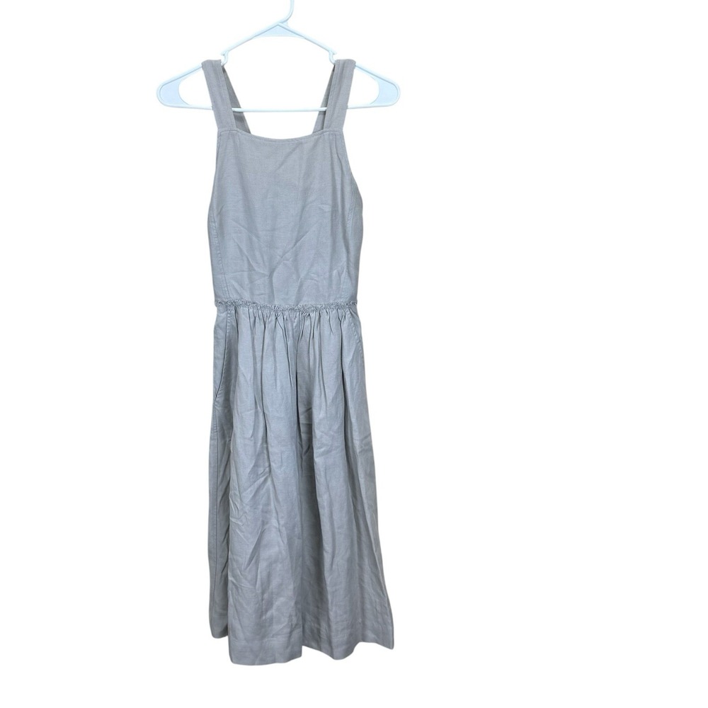 Wilfred Aritzia‎ Dress Womens 2 Gray Linen Blend Midi Pockets Crisscross Strap